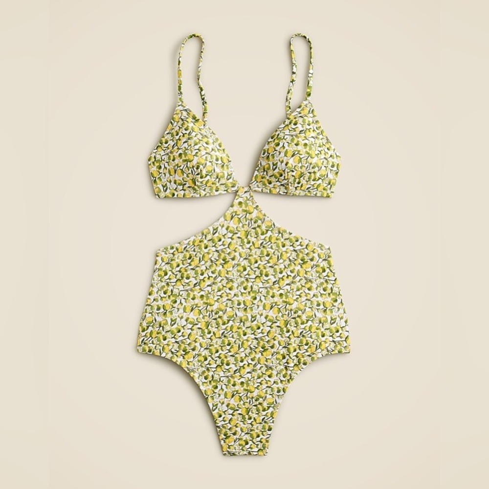 J. Crew Side-cutout one-piece swimsuit in Liberty® Eliza's Yellow fabric